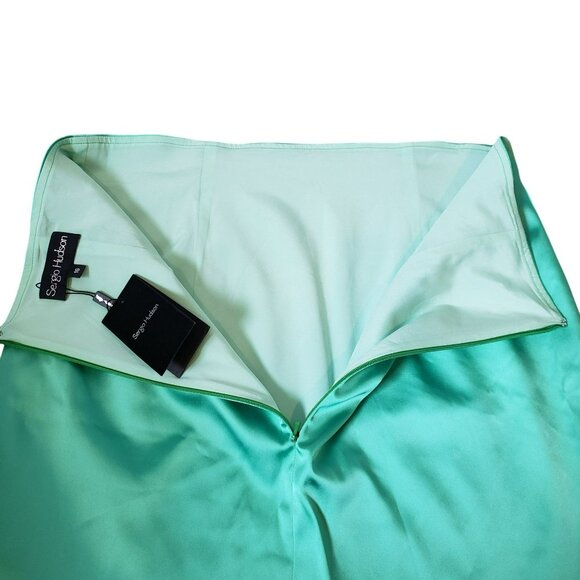 Sergio Hudson Green Satin Mini Skirt - Picture 11 of 12